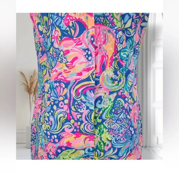 Lilly Pulitzer Coralynn Pop Up 60 Animals Dress Size 6 Colorful Sea Life Shift - Picture 3 of 5